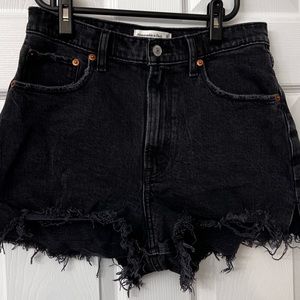 ABERCROMBIE AND FITCH BLACK HIGH RISE THE CUT OFF JEANS